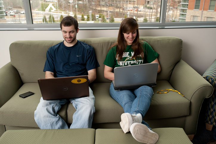 George Mason University Student accessing the internet,